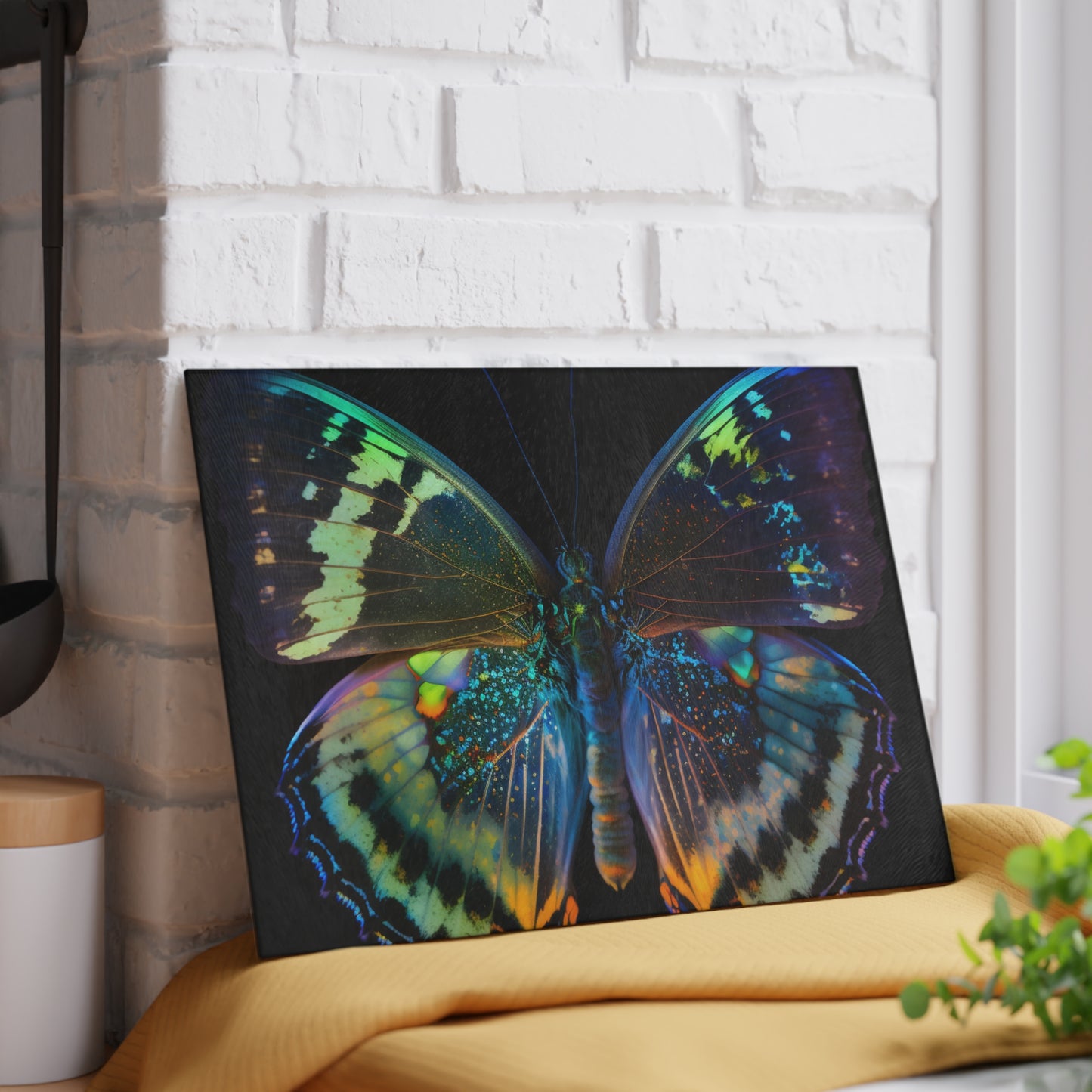 Glass Cutting Board Neon Butterfly Flair 4