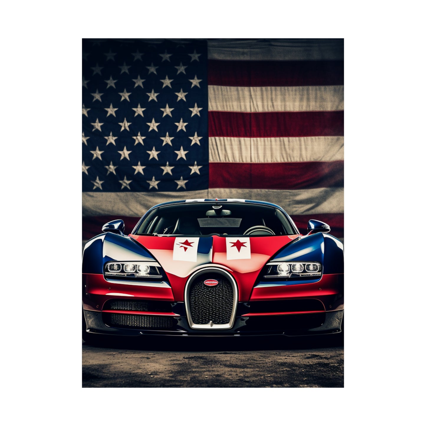 Premium Matte Vertical Posters Bugatti American Flag 3