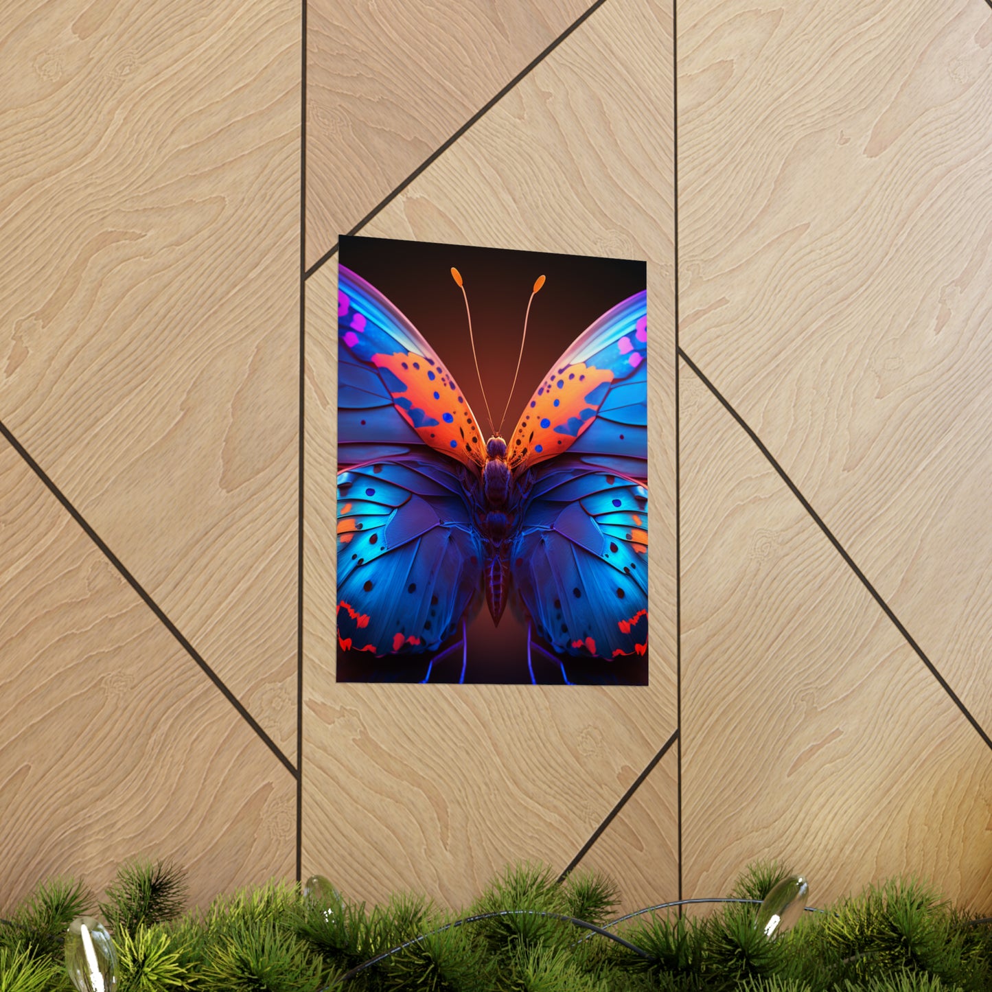 Premium Matte Vertical Posters Neon Butterfly Macro 3