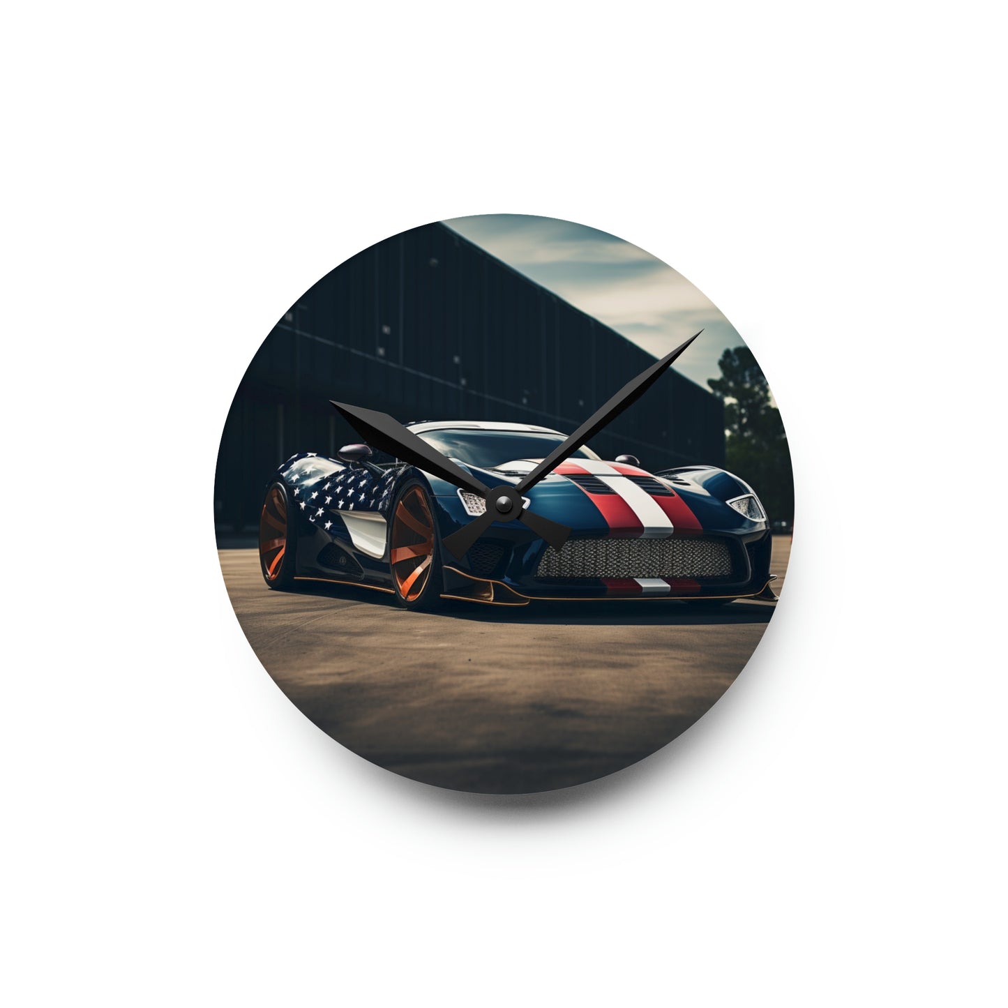 Acrylic Wall Clock Bugatti Flag American 2