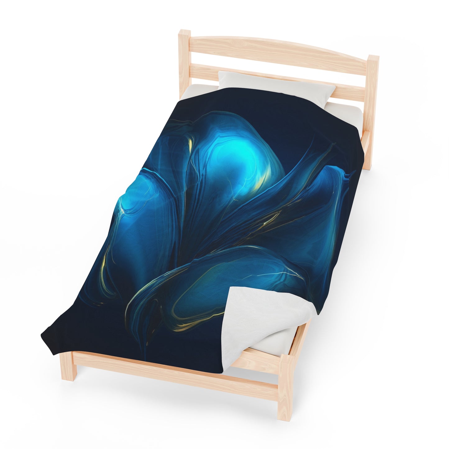 Velveteen Plush Blanket Abstract Blue Tulip 2