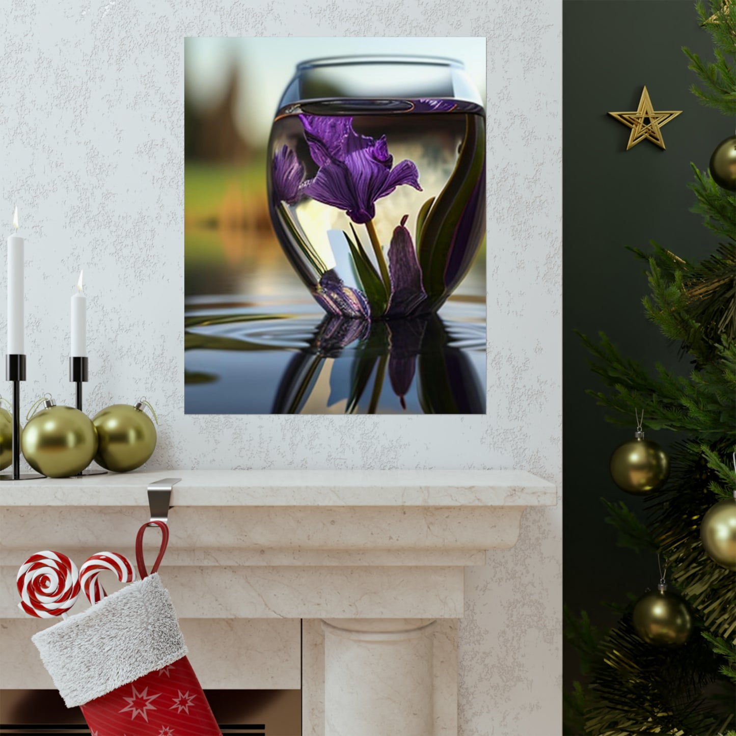 Premium Matte Vertical Posters Purple Iris in a vase 3