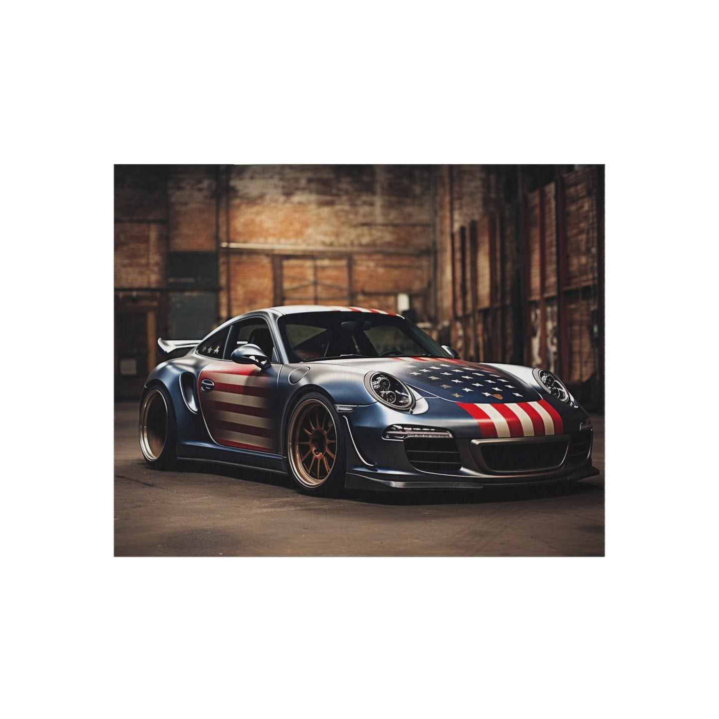 Outdoor Rug  American Flag Porsche 1