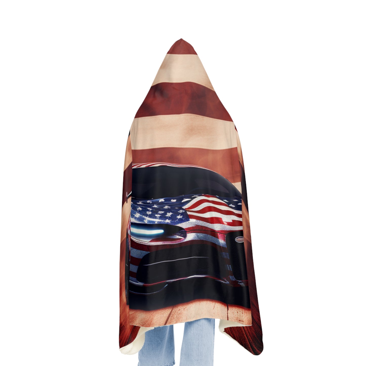 Snuggle Hooded Blanket Abstract American Flag Background Bugatti 2