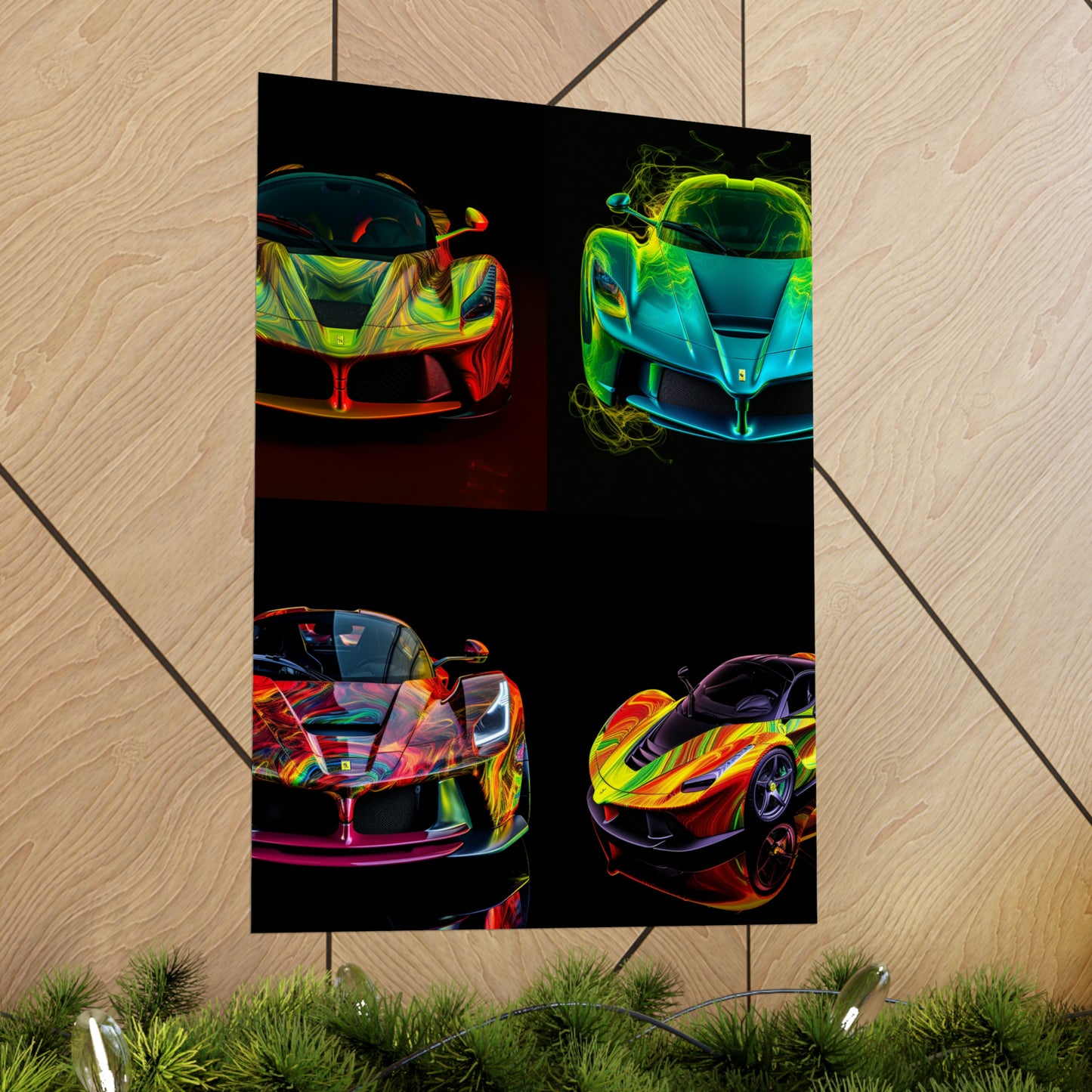 Premium Matte Vertical Posters Ferrari Neon 5