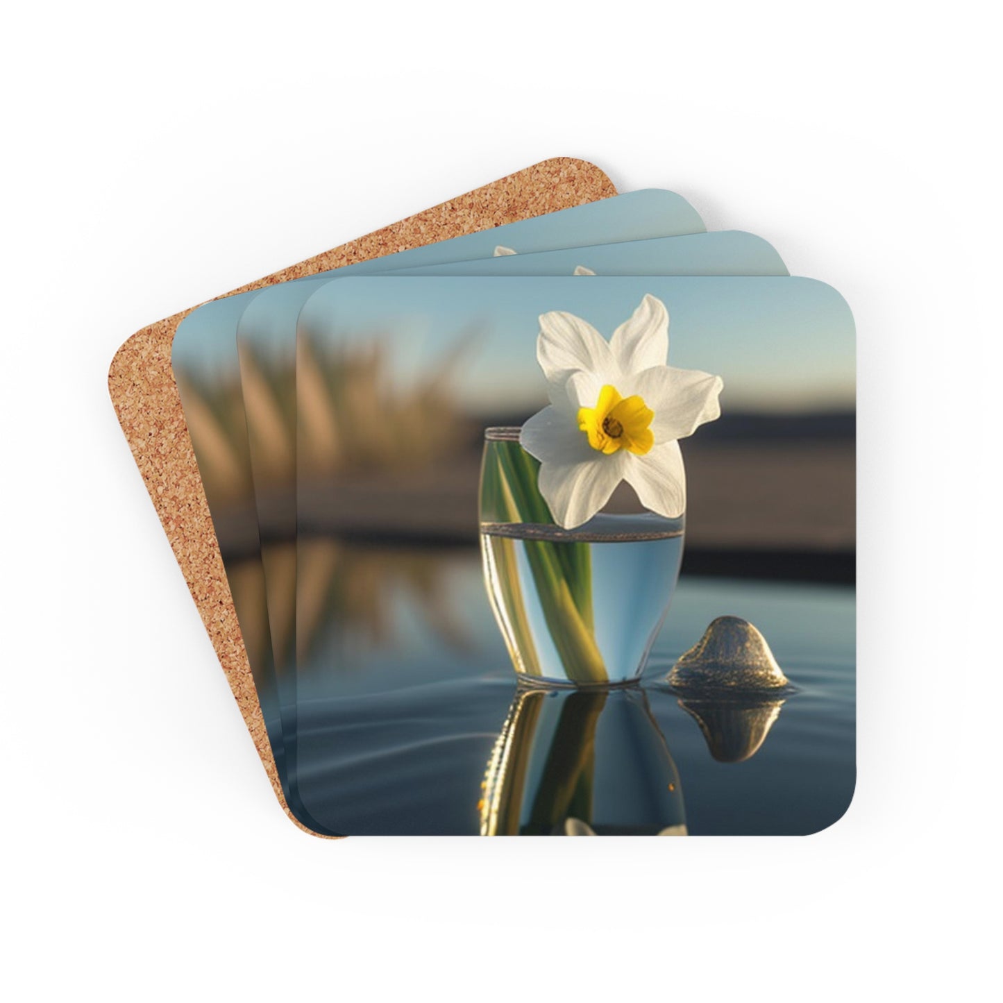 Corkwood Coaster Set Daffodil 4