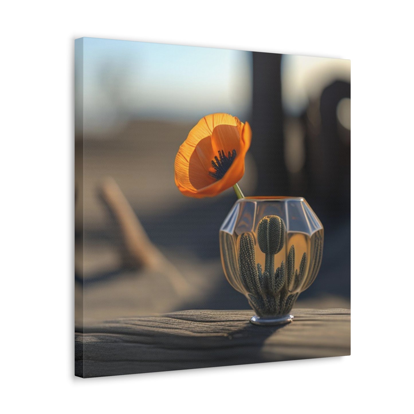 Canvas Gallery Wraps Orange Poppy in a Vase 2