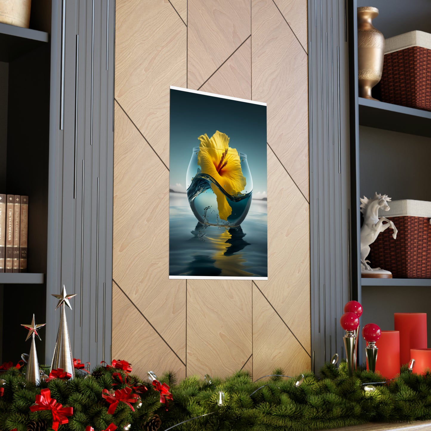 Premium Matte Vertical Posters Yellow Hibiscus glass 4