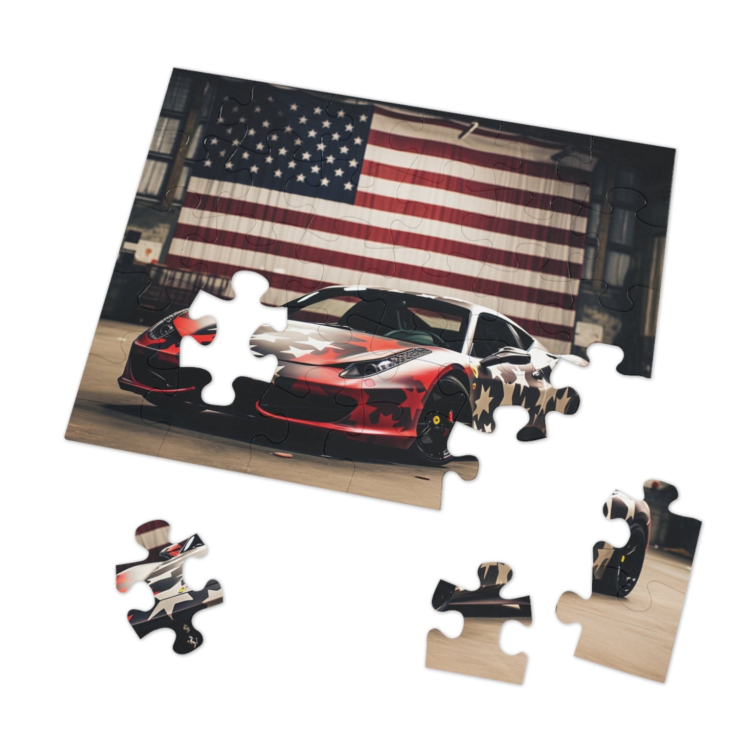 Jigsaw Puzzle (30, 110, 252, 500,1000-Piece) American Flag Farrari 1