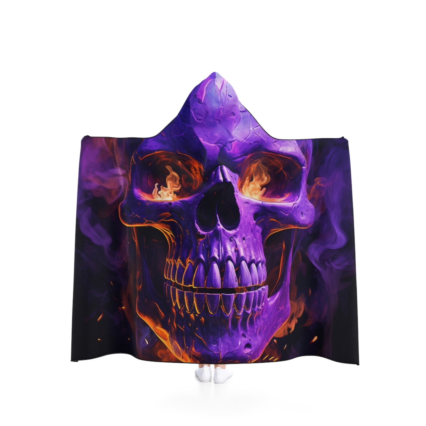 Hooded Blanket Skull Flames 1