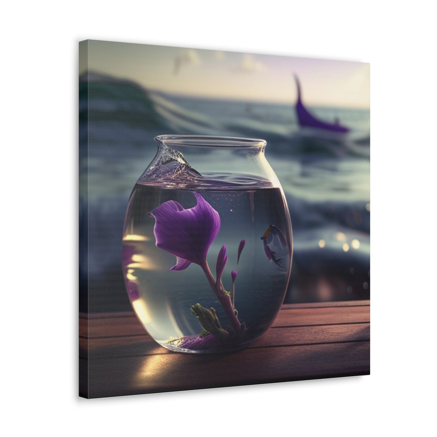 Canvas Gallery Wraps Purple Sweet pea in a vase 1