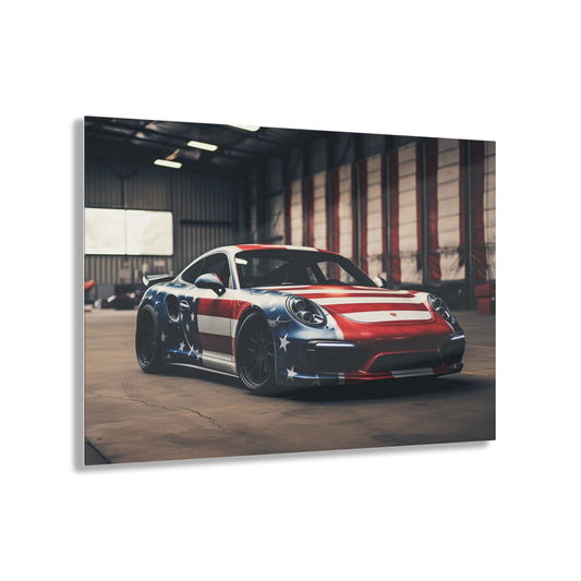 Acrylic Prints American Flag Porsche 2