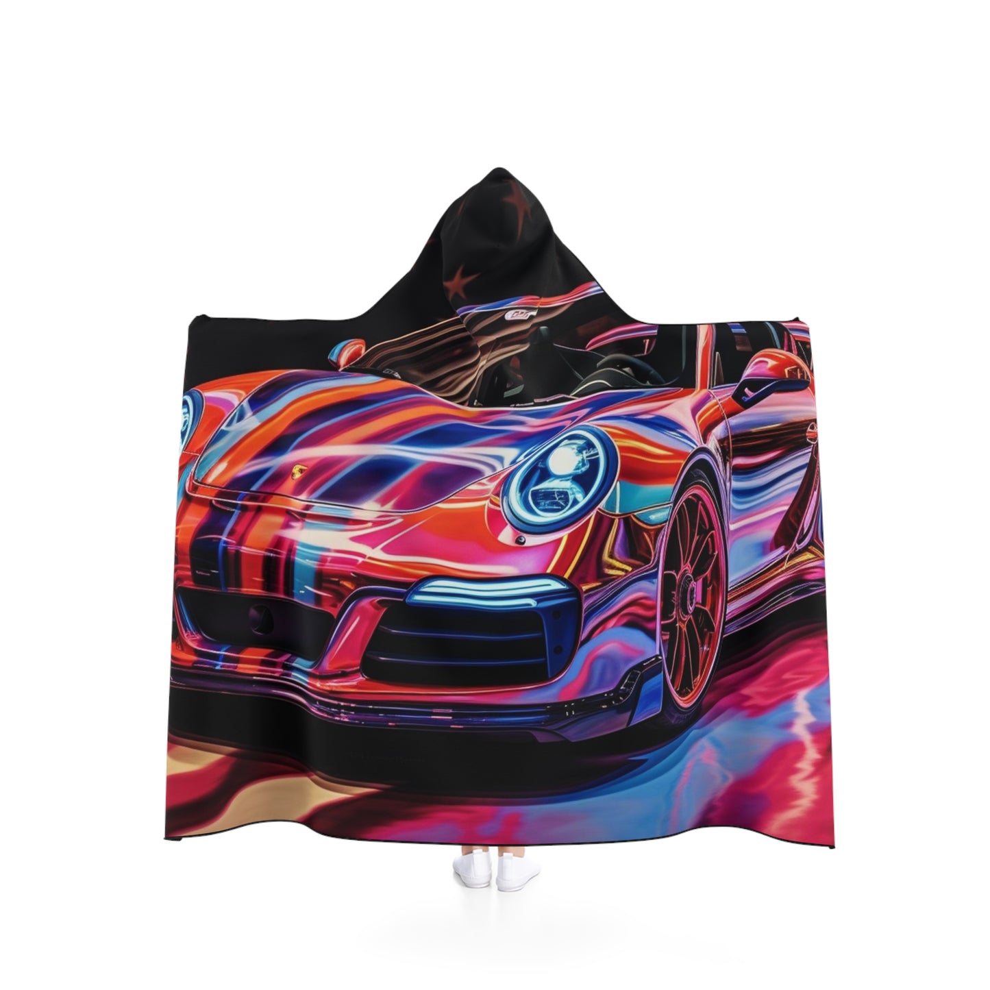 Hooded Blanket American Flag Colored Porsche 3