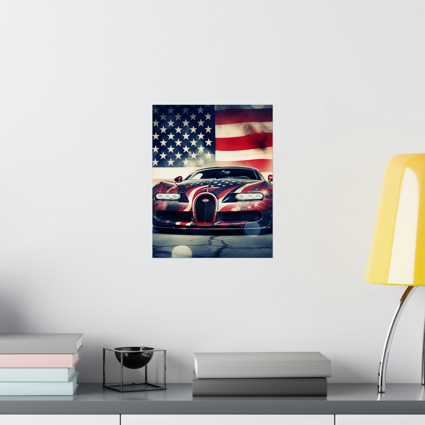 Premium Matte Vertical Posters Abstract American Flag Background Bugatti 1