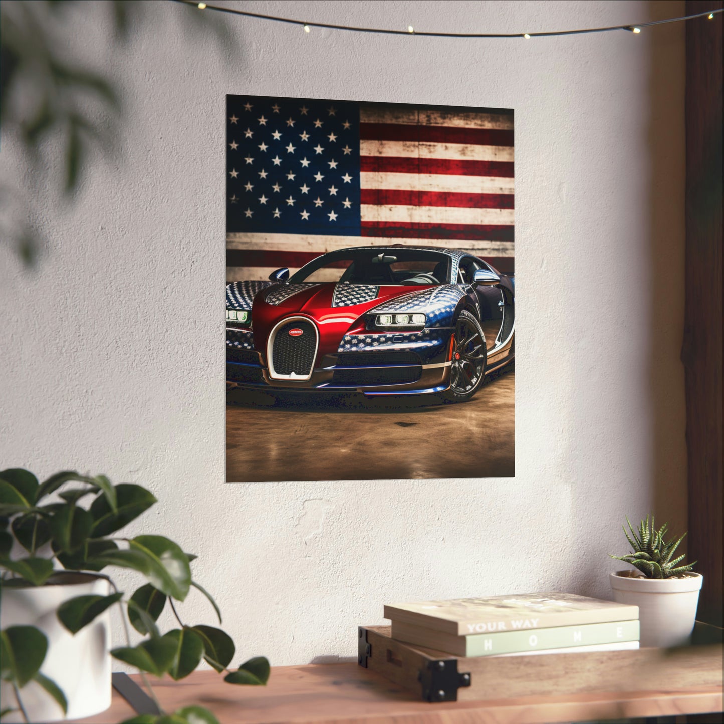 Premium Matte Vertical Posters Bugatti American Flag 1