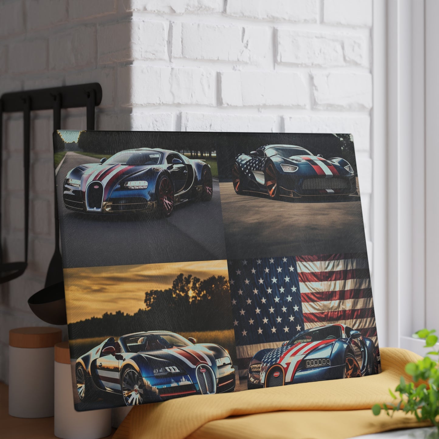 Glass Cutting Board Bugatti Flag American 5