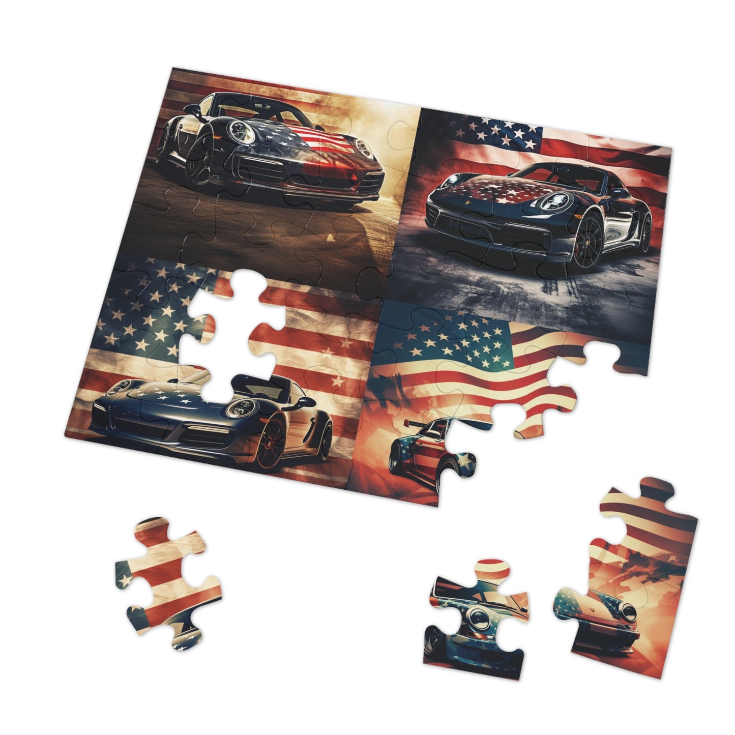 Jigsaw Puzzle (30, 110, 252, 500,1000-Piece) Abstract American Flag Background Porsche 5