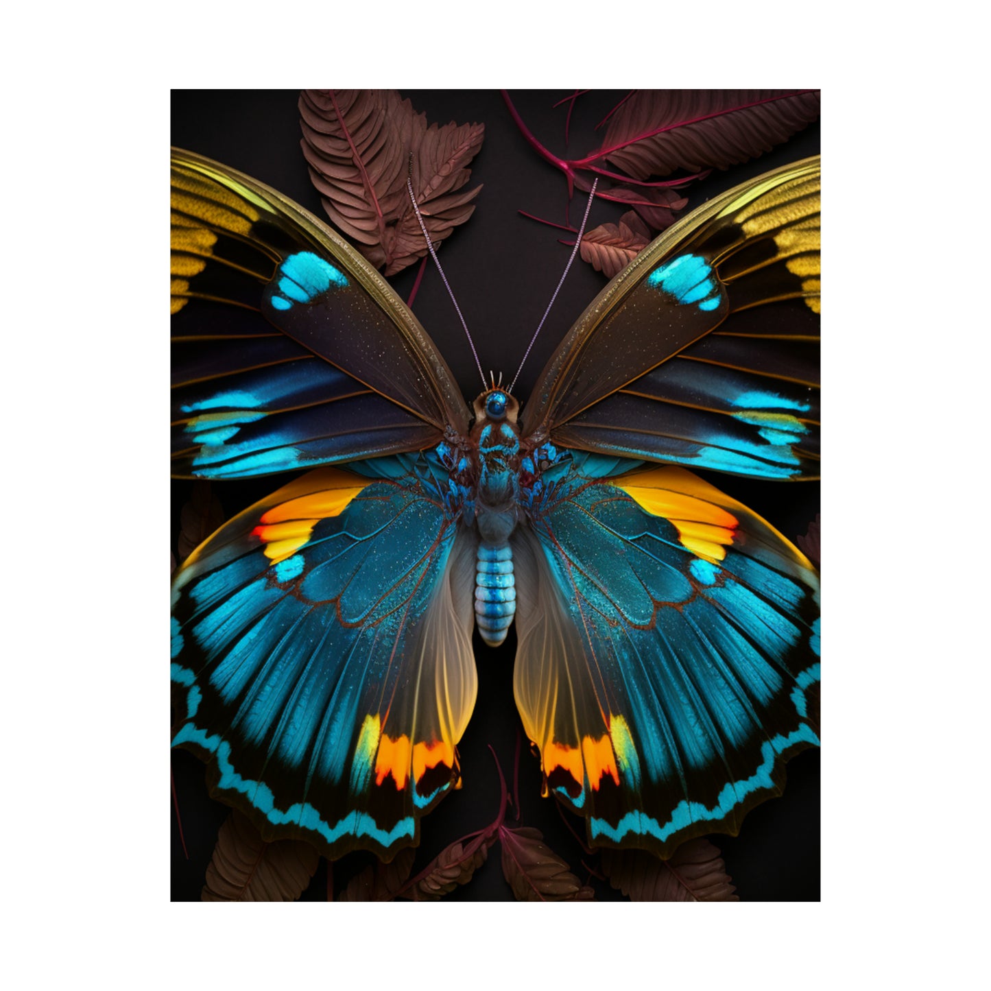 Premium Matte Vertical Posters Neon Butterfly Flair 1