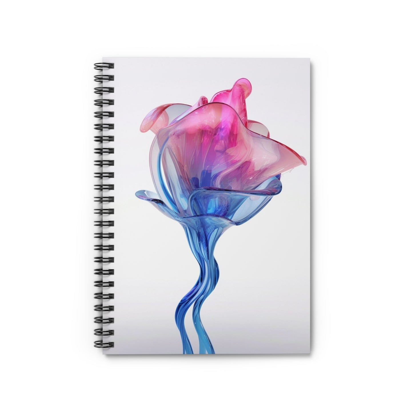 Spiral Notebook - Ruled Line Pink & Blue Tulip Rose 4