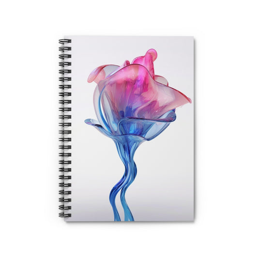 Spiral Notebook - Ruled Line Pink & Blue Tulip Rose 4