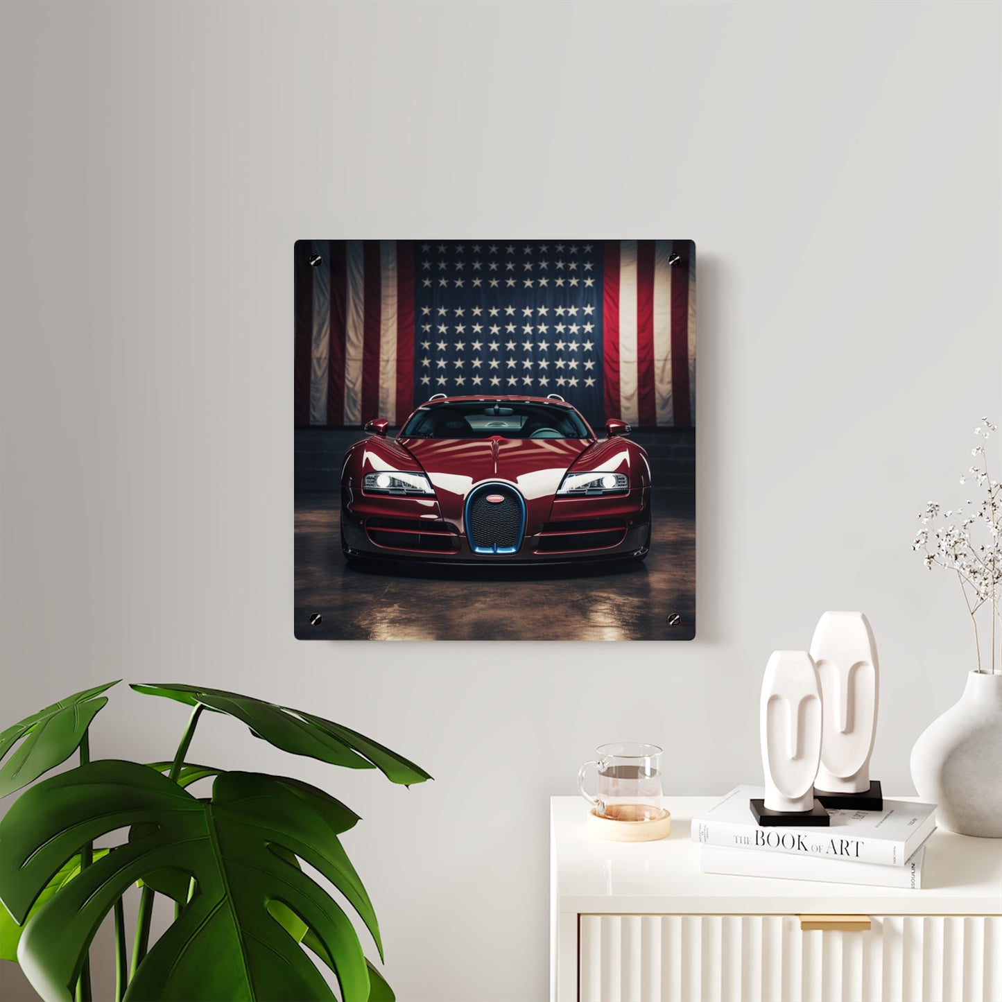 Acrylic Wall Art Panels American Flag Background Bugatti 1