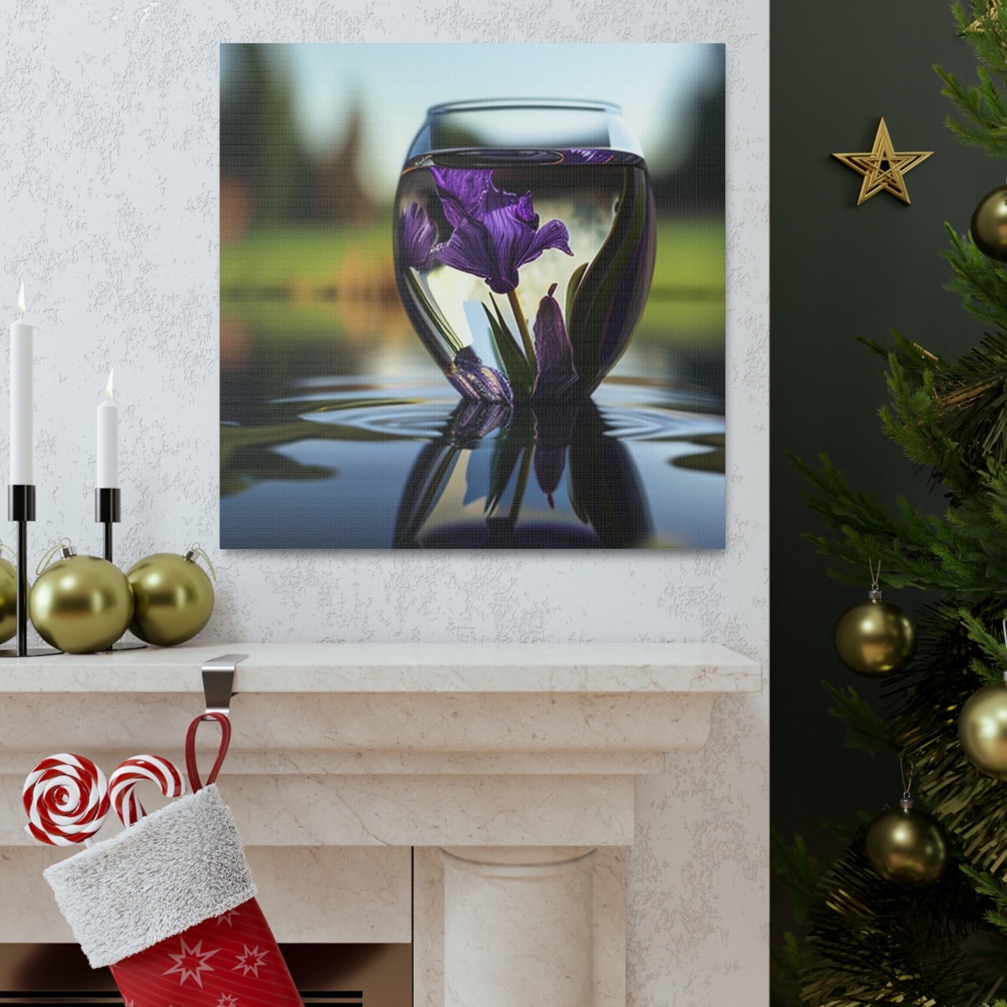 Canvas Gallery Wraps Purple Iris in a vase 3