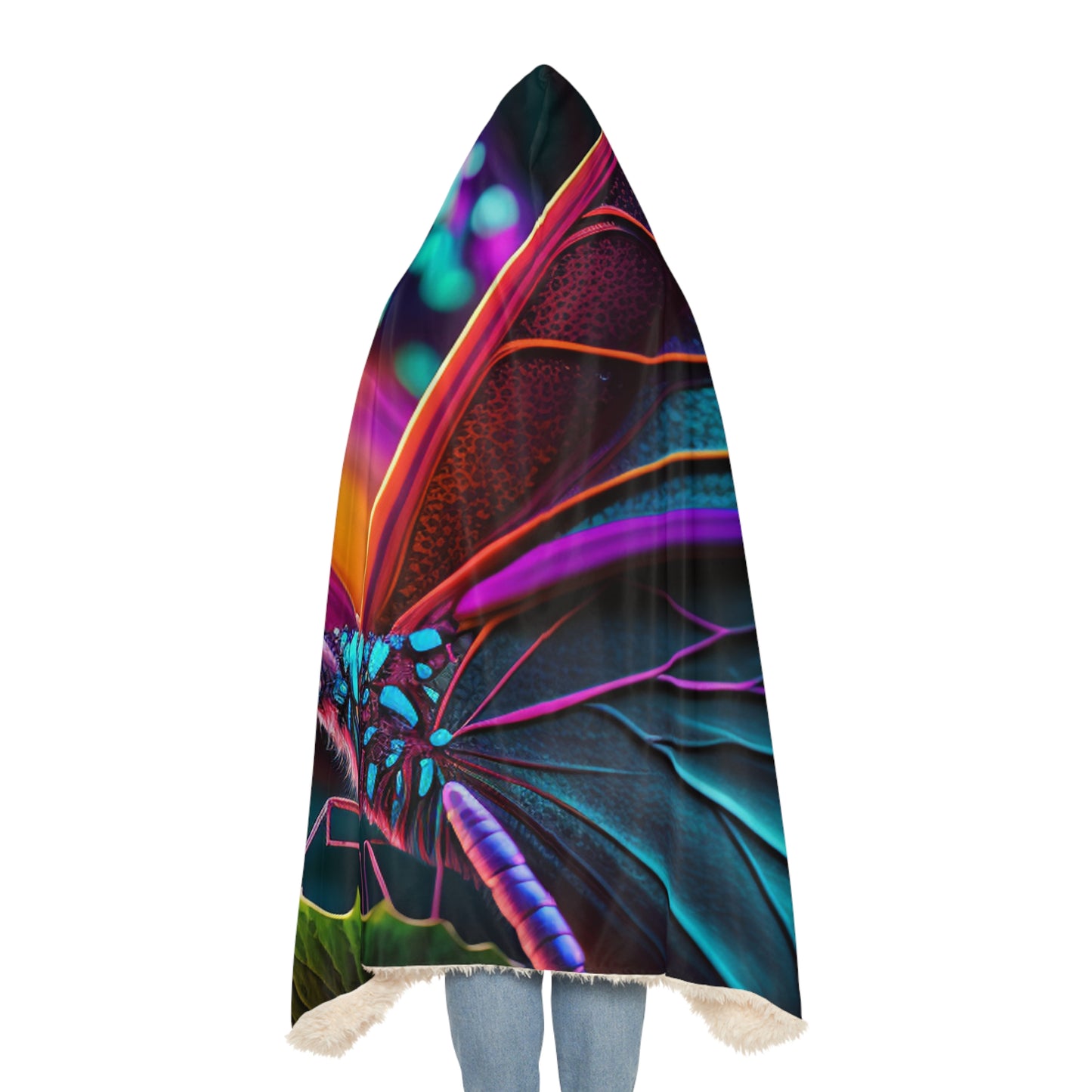 Snuggle Hooded Blanket Neon Butterfly Macro 1