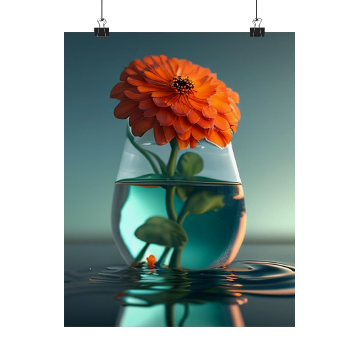 Premium Matte Vertical Posters Orange Zinnia 1