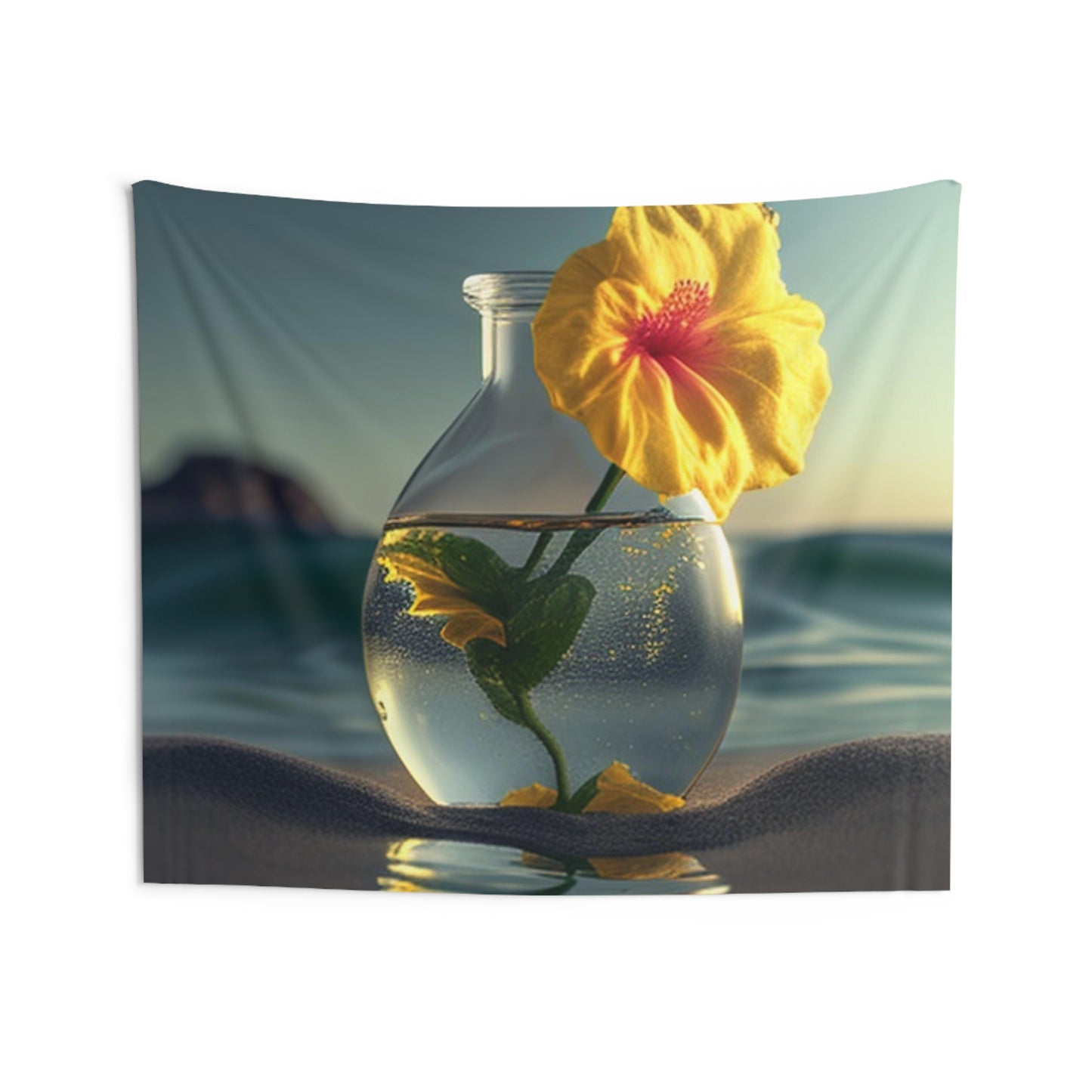 Indoor Wall Tapestries Yellow Hibiscus glass 2