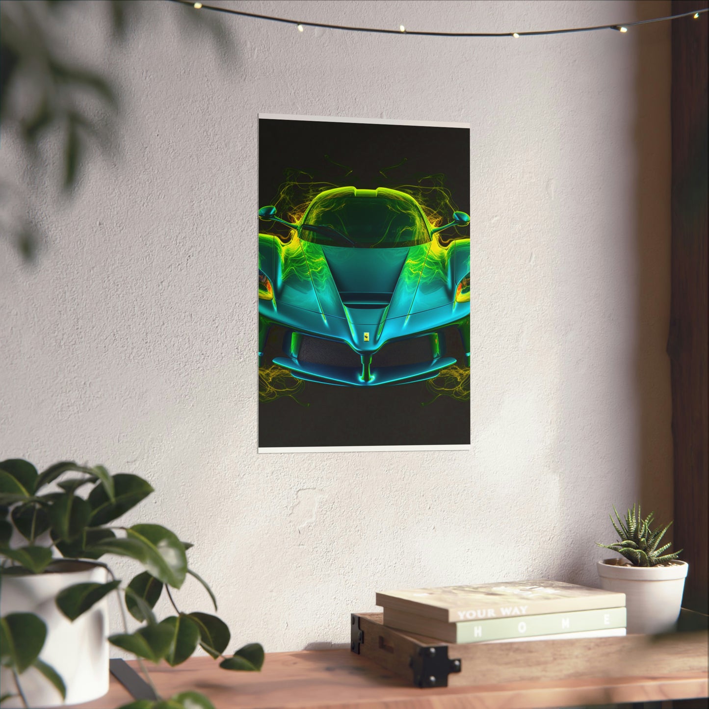 Premium Matte Vertical Posters Ferrari Neon 2