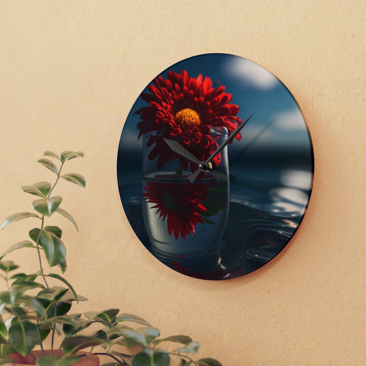 Acrylic Wall Clock Chrysanthemum 3