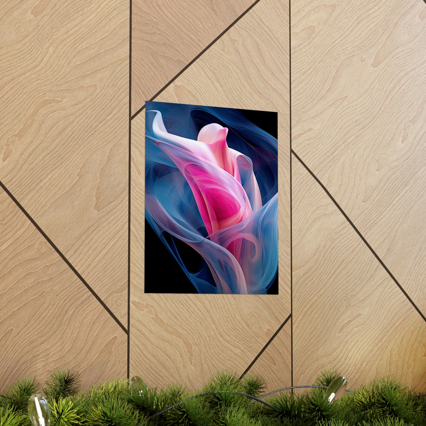 Premium Matte Vertical Posters Pink & Blue Tulip Rose 3