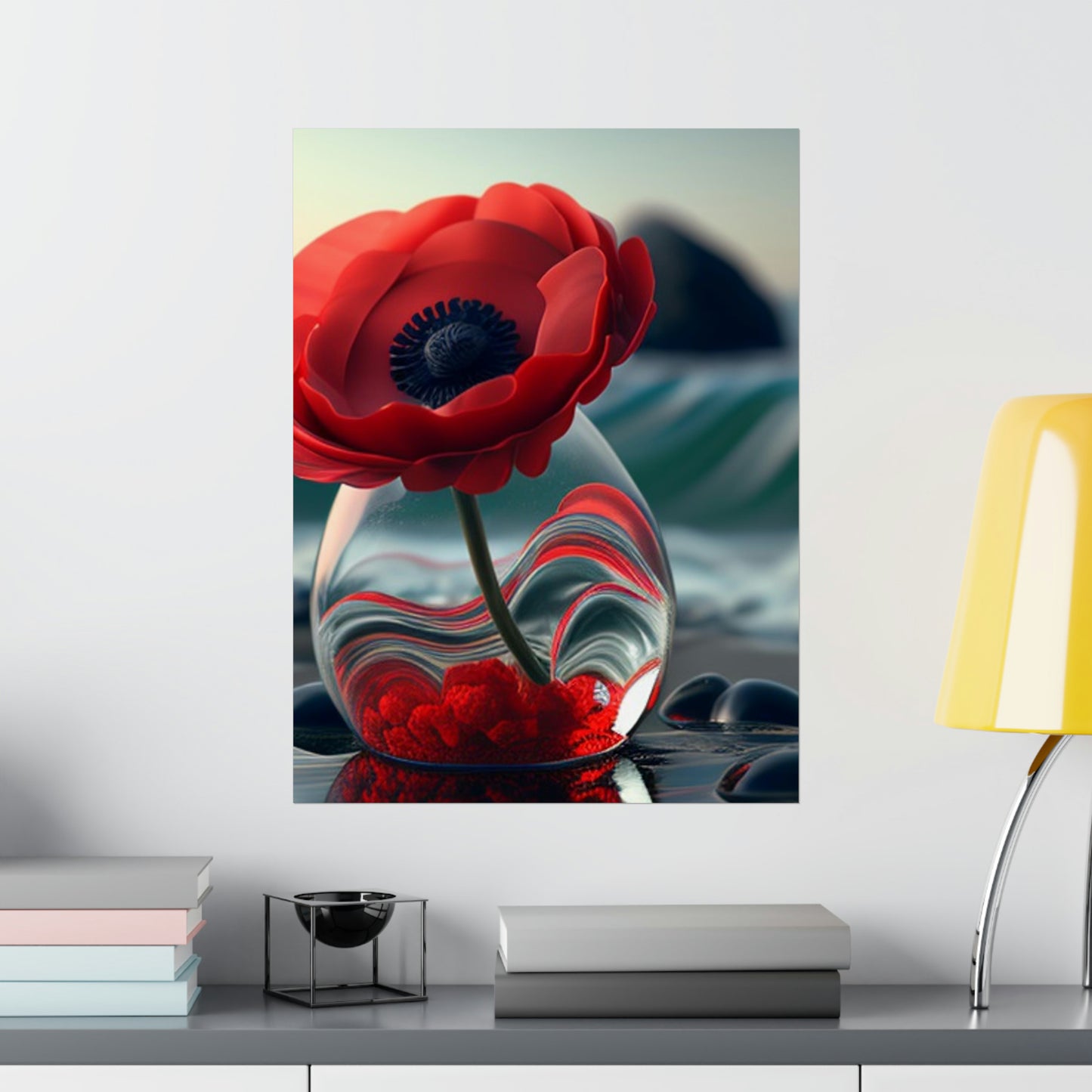 Premium Matte Vertical Posters Red Anemone in a Vase 1