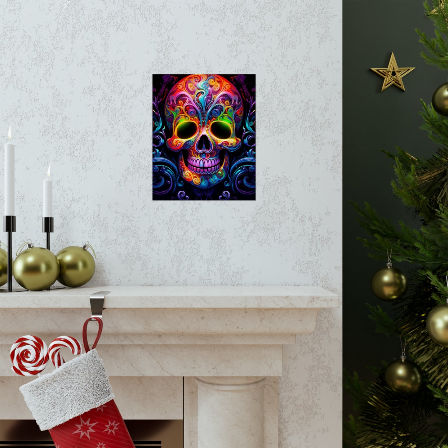 Premium Matte Vertical Posters Macro Skull Color 2