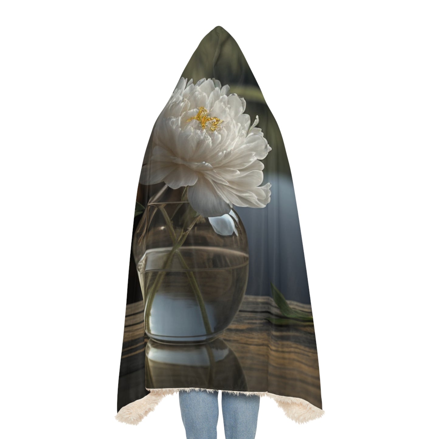 Snuggle Hooded Blanket White Peony glass vase 4
