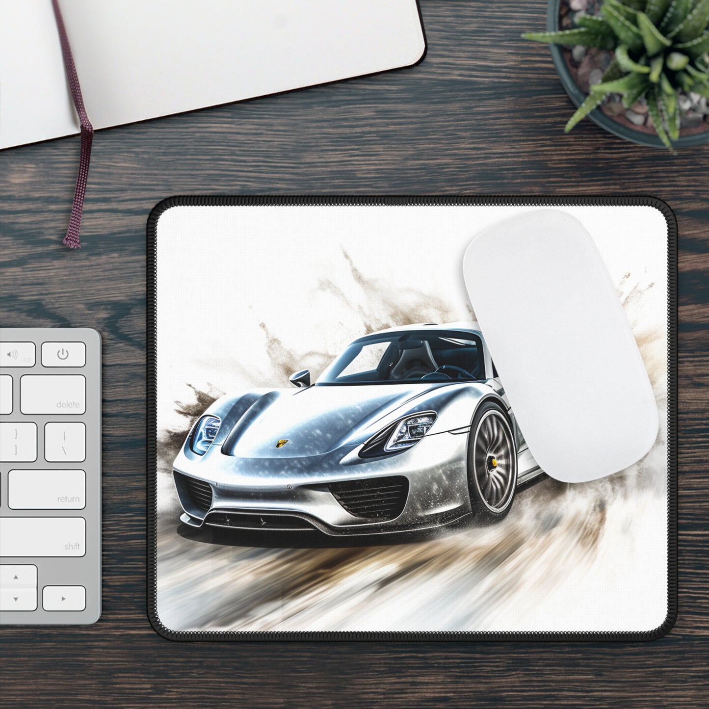 Gaming Mouse Pad  918 Spyder white background driving fast with water splashing 2