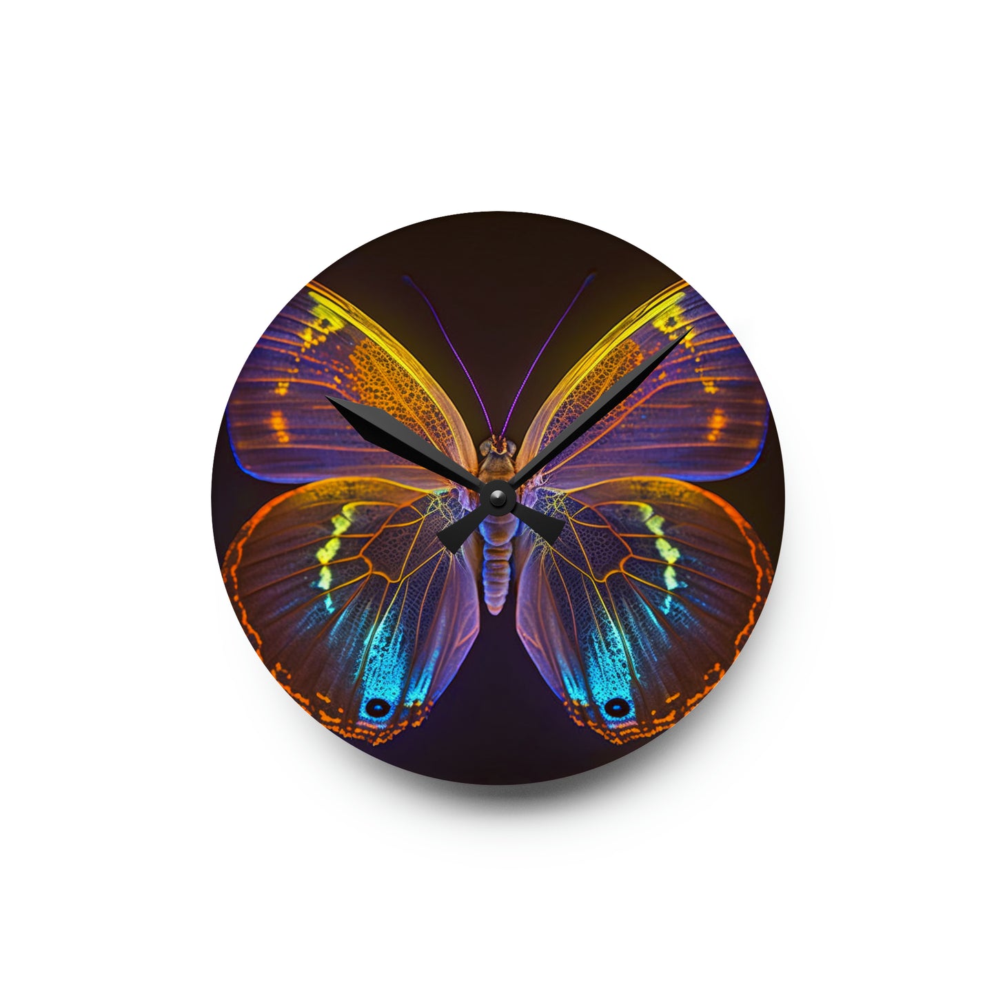 Acrylic Wall Clock Neon Butterfly Flair 2