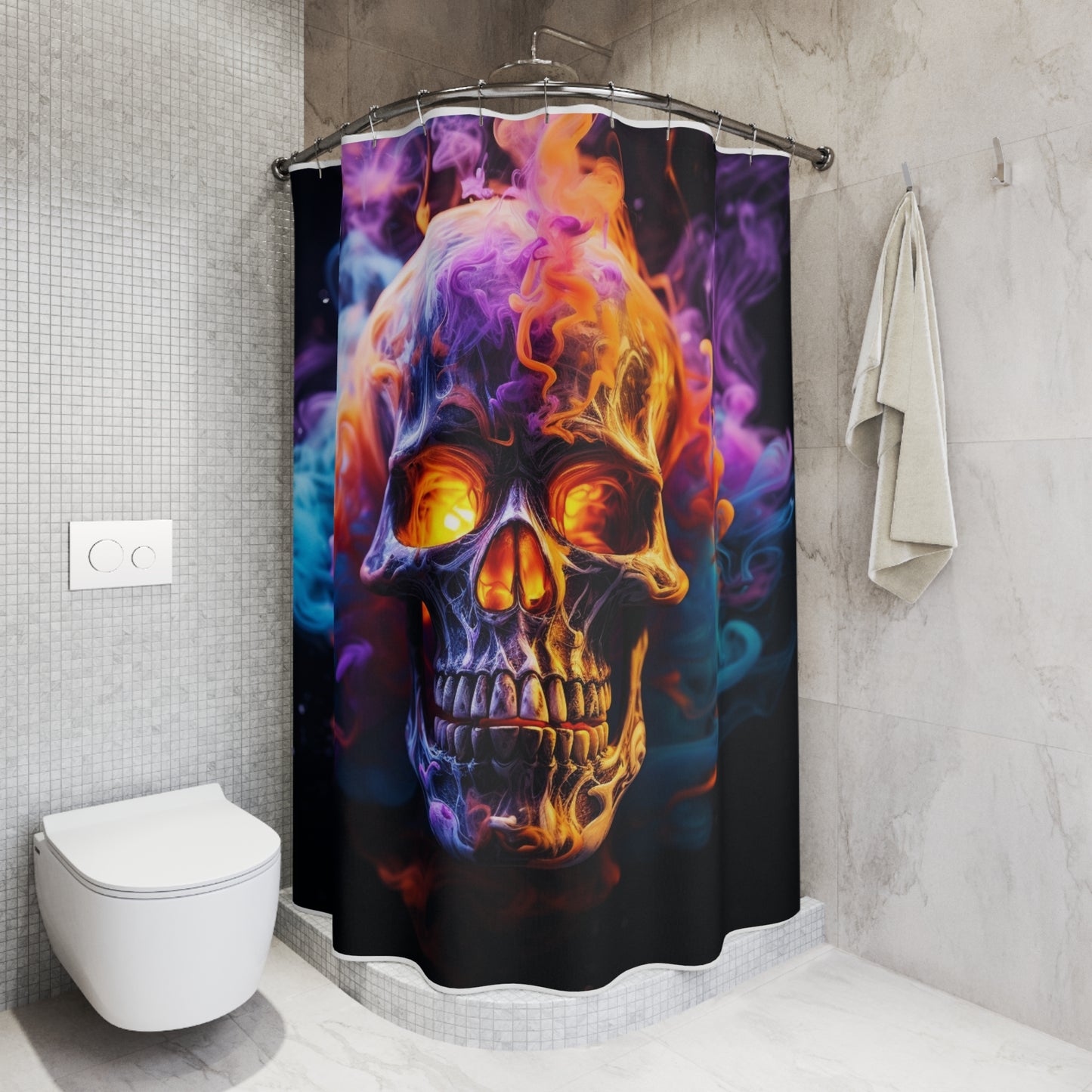 Polyester Shower Curtain Macro Skull 2