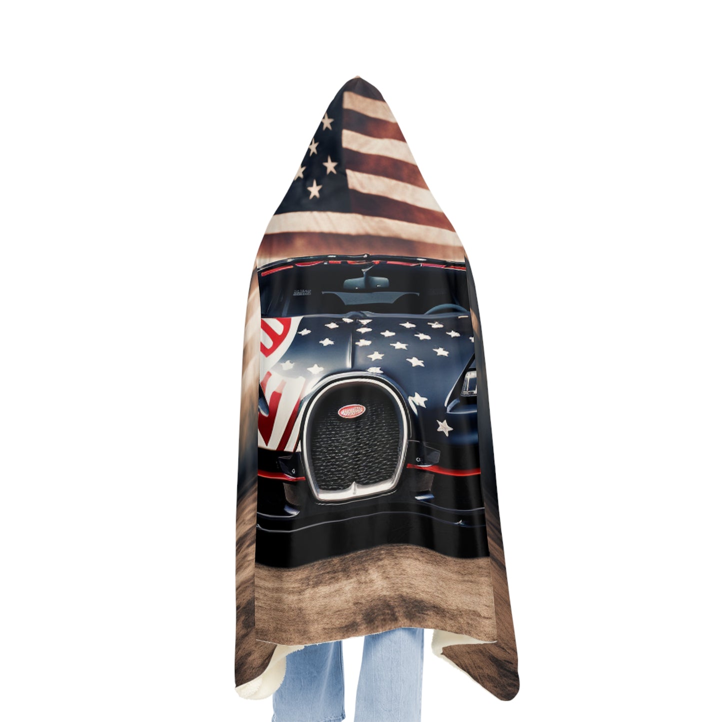 Snuggle Hooded Blanket Bugatti American Flag 2