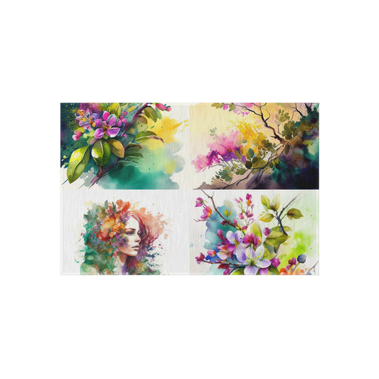 Outdoor Rug  Mother Nature Bright Spring Colors Realistic Watercolor 5