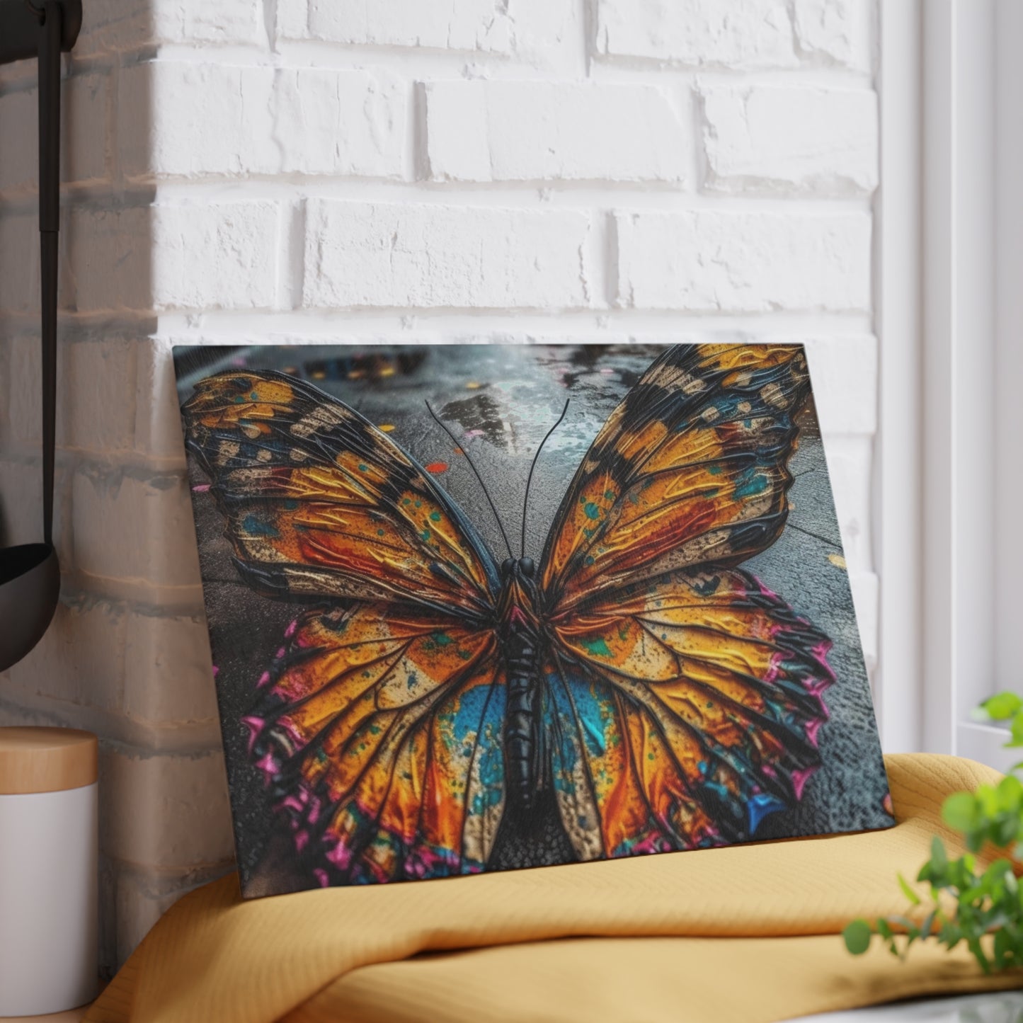 Glass Cutting Board Liquid Street Butterfly 1