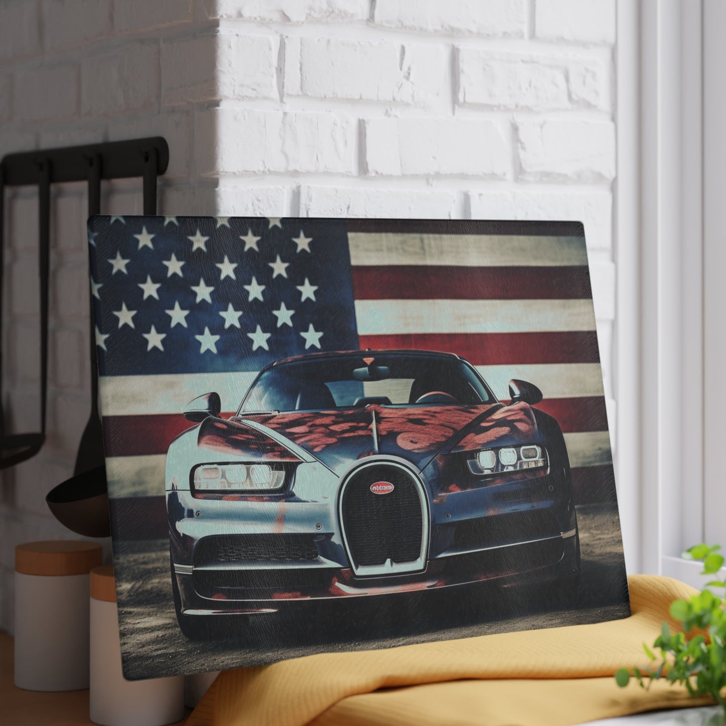 Glass Cutting Board Bugatti Flag 3