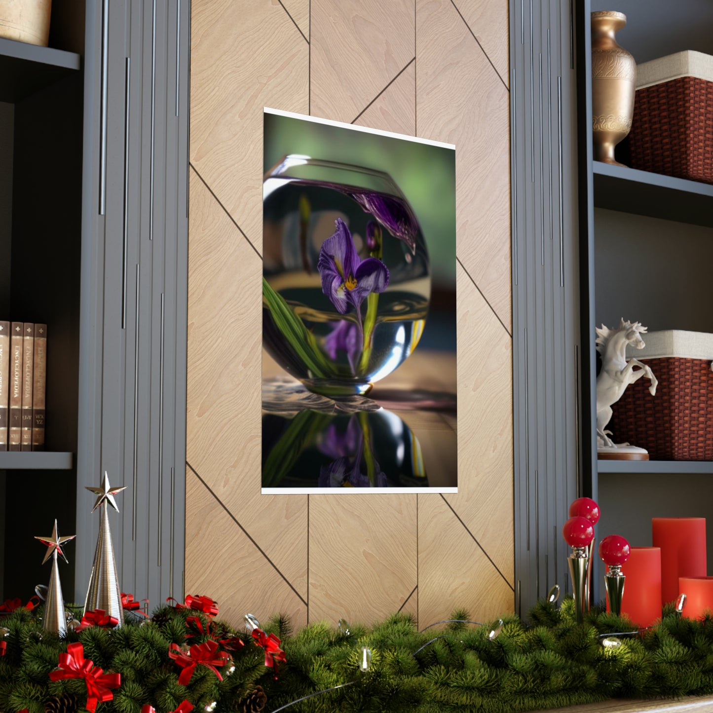 Premium Matte Vertical Posters Purple Iris in a vase 1