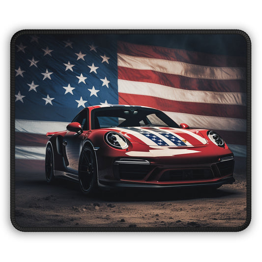 Gaming Mouse Pad  American Flag Background Porsche 3