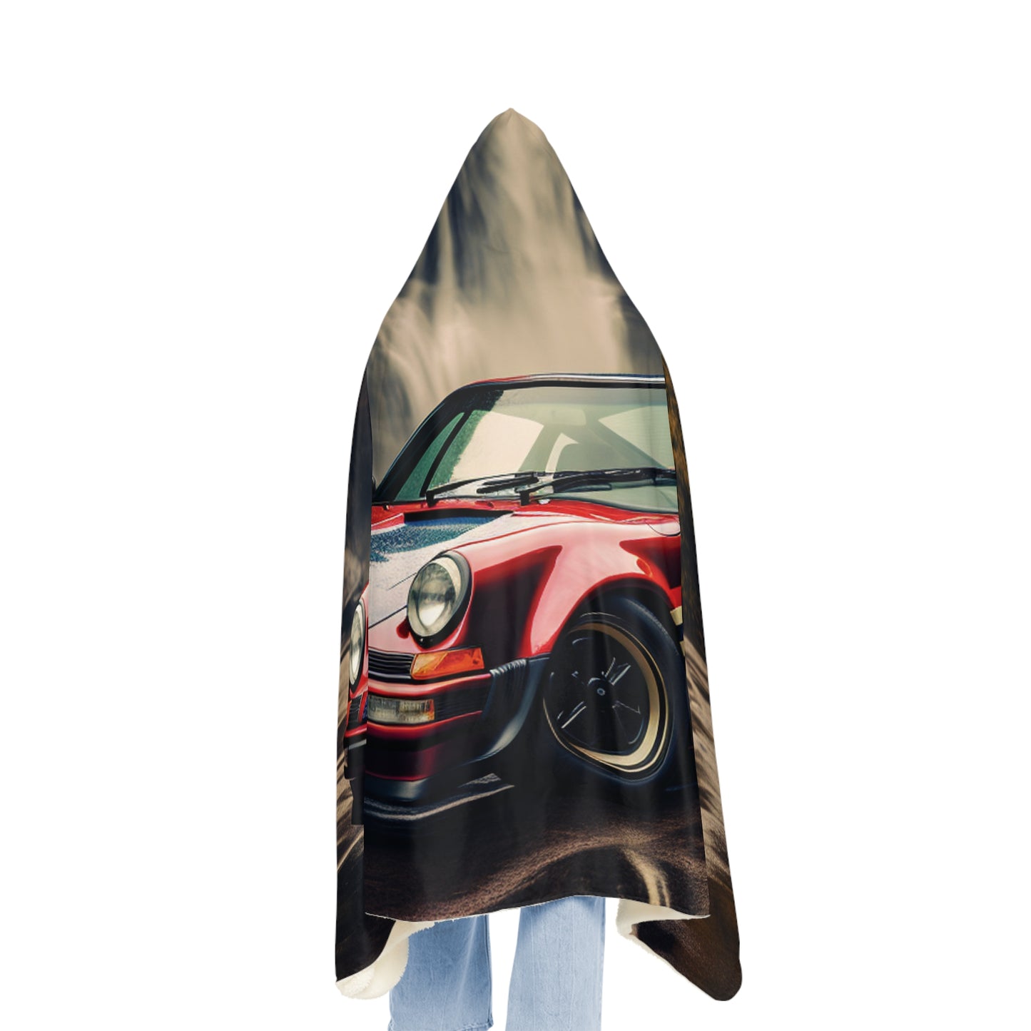 Snuggle Hooded Blanket American Flag Porsche Abstract 1