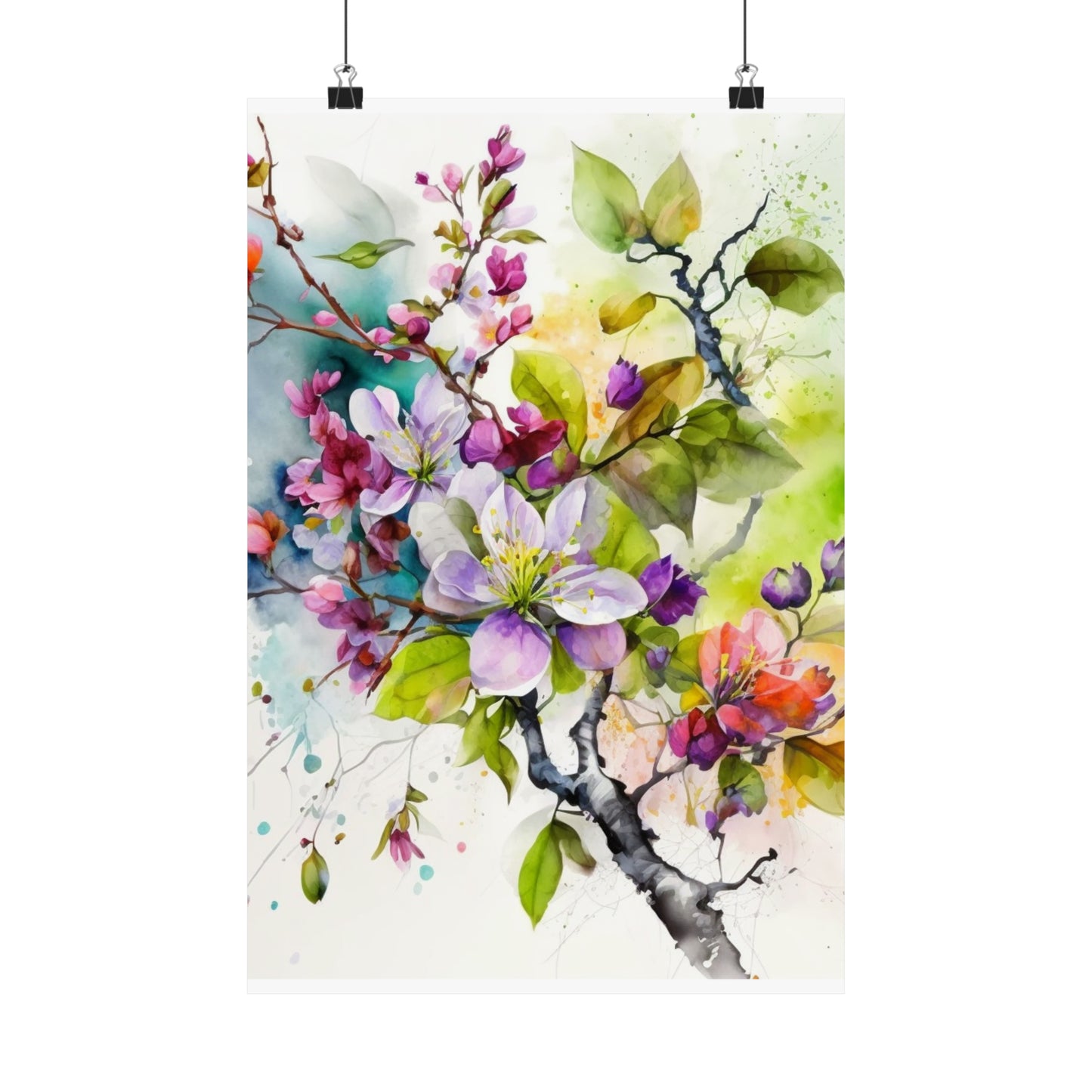 Premium Matte Vertical Posters Mother Nature Bright Spring Colors Realistic Watercolor 4