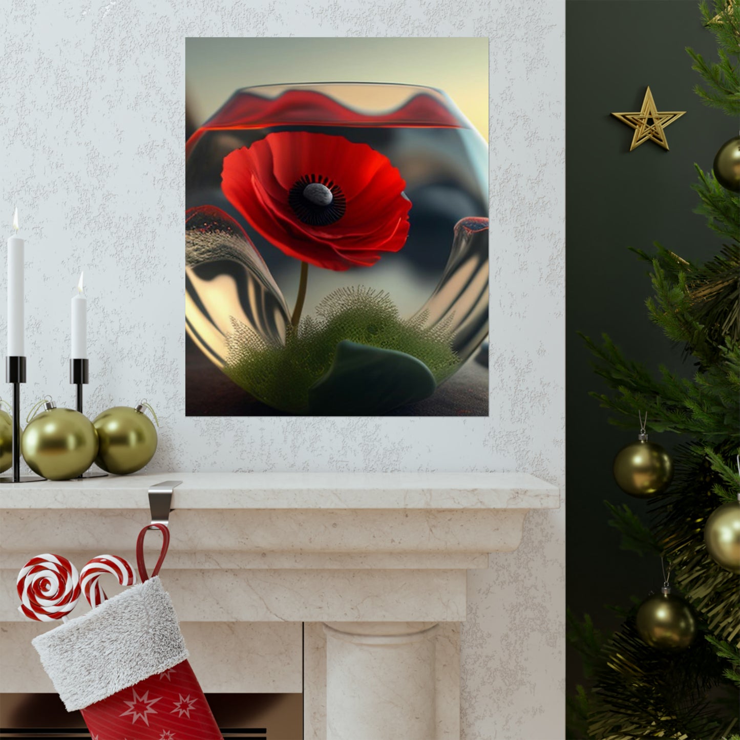 Premium Matte Vertical Posters Red Anemone in a Vase 3