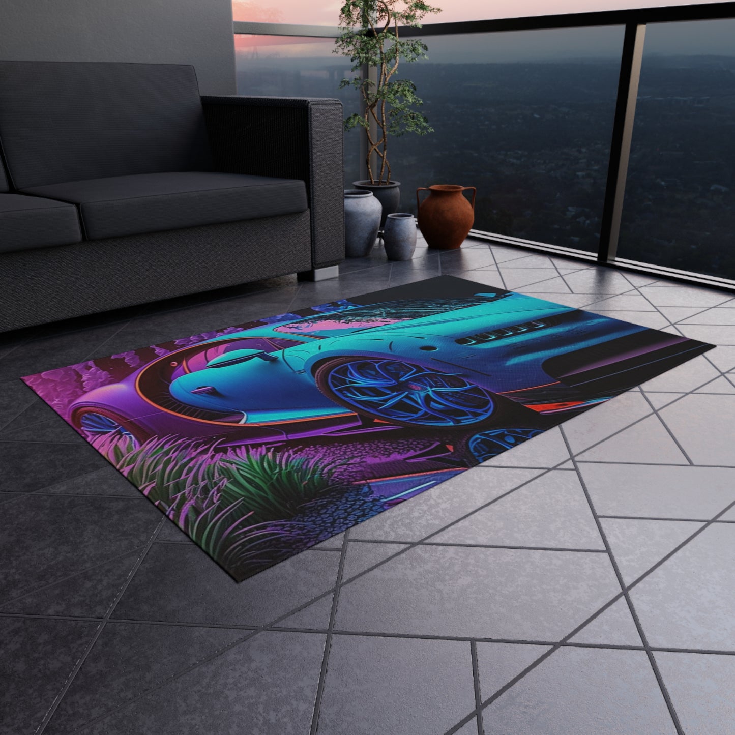 Outdoor Rug  Bugatti Neon Chiron 2