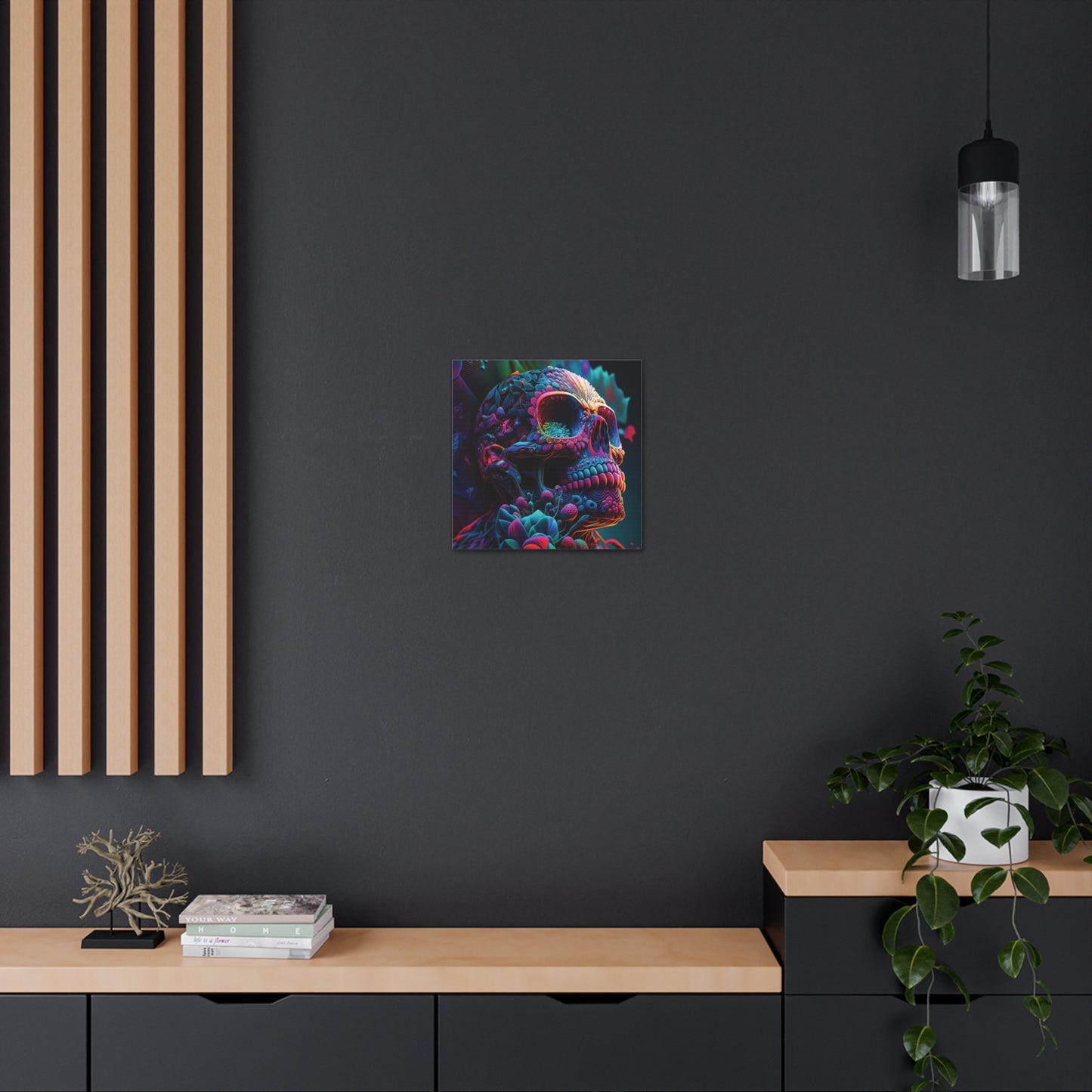 Canvas Gallery Wraps Florescent Skull Death 3