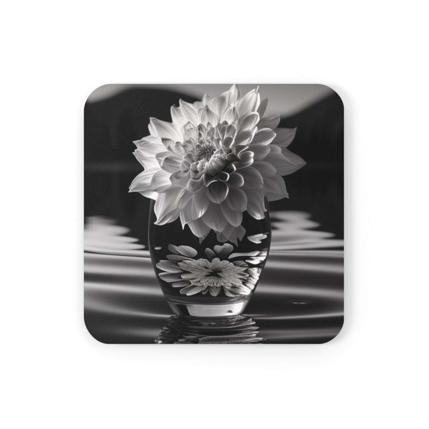 Corkwood Coaster Set White Dahlia 4